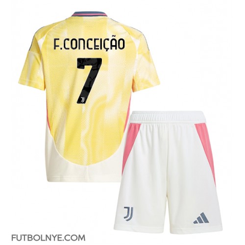 Camiseta Juventus Francisco Conceicao #7 Visitante Equipación para niños 2024-25 manga corta (+ pantalones cortos)